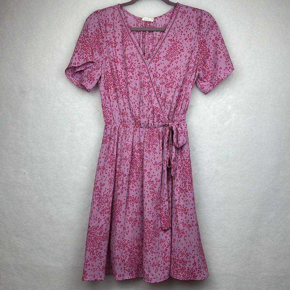 Sienna Sky Pink Floral Faux Wrap Dress Sz M